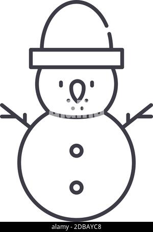 Schneemann Symbol, lineare isolierte Illustration, dünne Linie Vektor, Web-Design-Zeichen, Kontur Konzept Symbol mit editierbaren Strich auf weißem Hintergrund. Stock Vektor