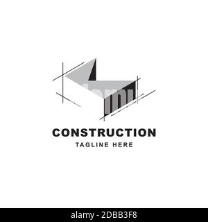 Konstruktion Logo-Design mit Buchstabe K-Form Symbol. Anfangsbuchstabe K auf Gebäudesymbol Stock Vektor