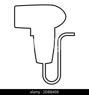 Hand Scanner Barcode gehalten Symbol Umriss schwarz Farbe Vektor Illustration flach Stil einfaches Bild Stockfoto