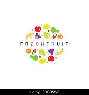 Frisches Obst Logo Design Vektor-Vorlage.gesunde Bio-Lebensmittel-Symbol Stock Vektor