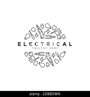 Elektrische Symbolsatz Logo Design Vektor-Vorlage. Stock Vektor