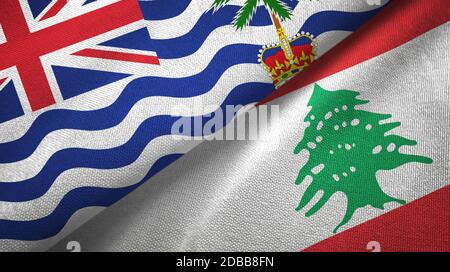 British Indian Territory und Libanon zwei Flaggen Textiltuch Stockfoto