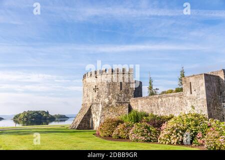 Ashford Castle. Eine mittelalterliche Burg, erbaut 1228. Mayo, Irland. Europa. Stockfoto