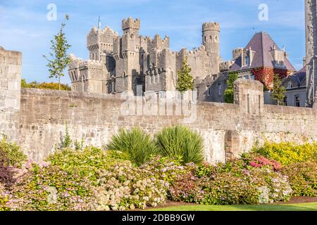 Ashford Castle. Eine mittelalterliche Burg, erbaut 1228. Mayo, Irland. Europa. Stockfoto