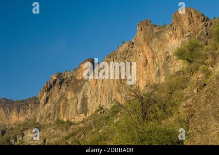 Klippe im Roque Nublo Naturdenkmal. Der Nublo Rural Park. Tejeda. Gran Canaria. Kanarische Inseln. Spanien. Stockfoto