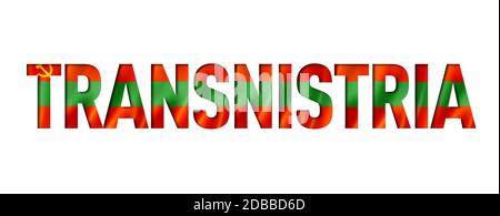 Transnistria Flag Text Schriftart. Hintergrund des nationalen Symbols Stockfoto