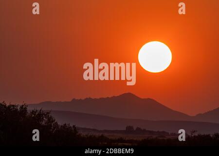 USA, Idaho, Bellevue, Sonnenuntergang über Hügeln Stockfoto