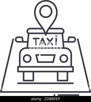 Taxi Symbol, lineare isolierte Illustration, dünne Linie Vektor, Web-Design-Zeichen, Kontur Konzept Symbol mit editierbaren Strich auf weißem Hintergrund. Stock Vektor