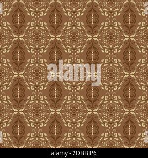 Schlichte Motive im Kawung Batik Design mit glattem braunem Farbkonzept. Stock Vektor
