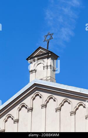 Davidstern auf der Tempelsynagoge im jüdischen Viertel von Krakau - Kazimierz, Polen Stockfoto