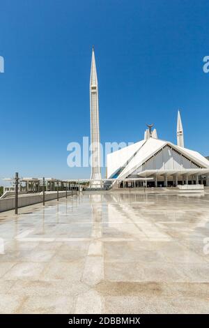 Shah Faisal Moschee ist eine der größten Moscheen der Welt. Islamabad, Pakistan. Stockfoto