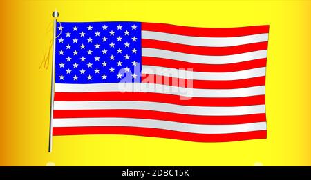 Die amerikanische Flagge, die Stars And Stripes auf einem goldenen Hintergrund. Stockfoto