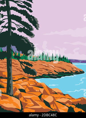 WPA Plakatkunst des done in works Projektverwaltung oder Bundeskunst Projektstil. Stock Vektor