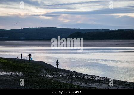 Sonnenuntergang über der Kent River Mündung bei Arnside, Cumbria, Stockfoto