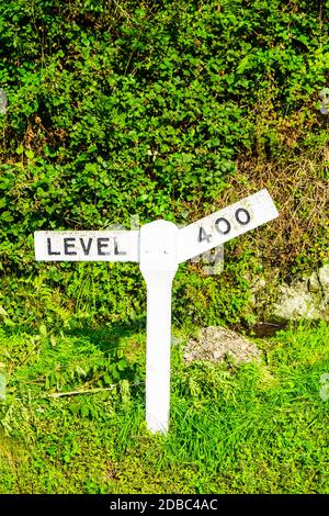 Das Zielschild für Haverthwaite Station auf der Lakeside und Haverthwaite Railway in Cumbria UK Stockfoto