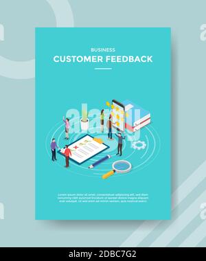 Kunden-Feedback Leute geben Rate Rank App auf Smartphone für Vorlage von Banner und Flyer für den Druck Magazin-Cover und Plakat mit flacher Karikatur Stock Vektor