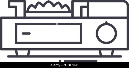 Küche kompakte Gasherd Symbol, lineare isolierte Illustration, dünne Linie Vektor, Web-Design-Zeichen, skizzieren Konzept Symbol mit editierbaren Strich auf weiß Stock Vektor