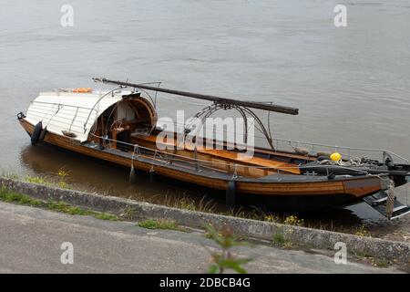 Boote auf dem Fluss Loire. Touraine Amboise, Frankreich Stockfoto