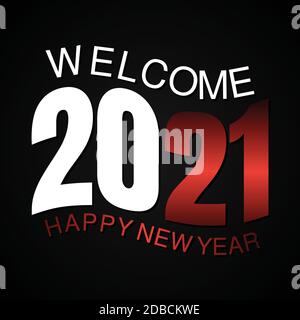 Frohes neues Jahr 2021 farbenfroher Text isoliert auf schwarzem Hintergrund. Happy New Year Element Design-Vorlage. Vektorgrafik EPS.8 EPS.10 Stock Vektor