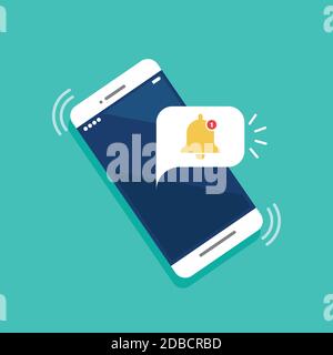 Benachrichtigung auf Smartphone flaches Symbol. Vektorgrafik Stock Vektor