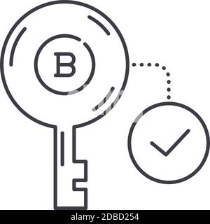 Public Key Symbol, lineare isolierte Illustration, dünne Linie Vektor, Web-Design-Zeichen, Umriss Konzept Symbol mit editierbarer Kontur auf weißem Hintergrund. Stock Vektor
