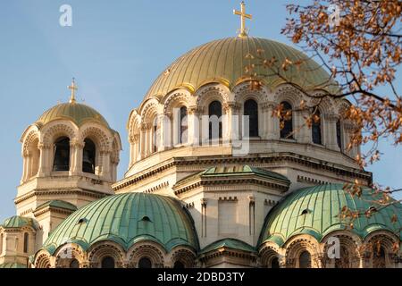 Alexander-Newski-Kathedrale Sofia Bulgarien. Die goldenen Kuppeln der Alexander-Newski-Kathedrale Stockfoto