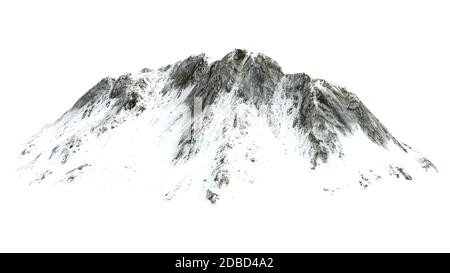 Schneebedeckte Berge auf weißem Hintergrund Stockfoto