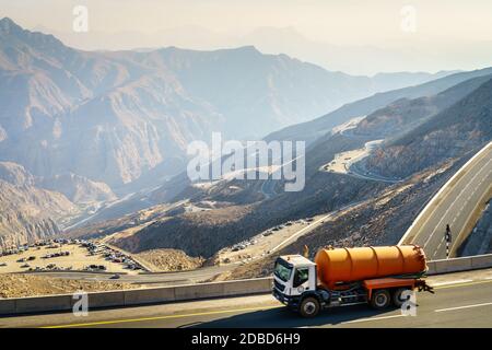 Mountain Road am Jebel Jais in Ras Al Khaimah, VAE Stockfoto