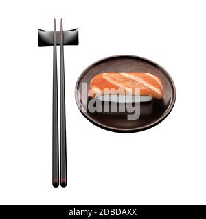 Die 3d-Rendering von Sushi Rollen japanische Lebensmittel in Gericht Stockfoto