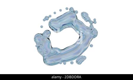 Hochauflösende Wasserspritzer Sammlung isoliert auf weißem Hintergrund. 3D-Rendering Stockfoto