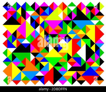 Ein Patchwork-Quilt-Effekt aus farbigen Dreiecken. Stockfoto
