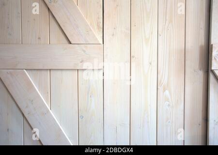 Helle Holz Scheune Türen Hintergrund Textur modernes Interieur close-up Retro-Design Stockfoto