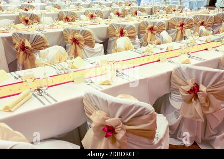Arrangierte Hochzeit Tabellen Stockfoto