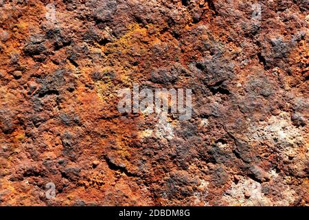 Alte Meer korrodierte Metall. Harte rost Textur. Detaillierte verrostete Makro Nahaufnahme. Stockfoto