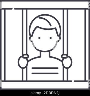 Jail-Symbol, lineare isolierte Illustration, dünne Linie Vektor, Web-Design-Zeichen, Kontur Konzept Symbol mit editierbaren Strich auf weißem Hintergrund. Stock Vektor