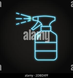 Neon Hand Desinfektionsmittel Spray Symbol in Linie Stil Stock Vektor