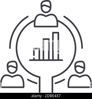 Quantitative Forschung Symbol, lineare isolierte Illustration, dünne Linie Vektor, Web-Design-Zeichen, Kontur Konzept Symbol mit editierbaren Strich auf weiß Stock Vektor