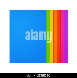 Bunte Regenbogen leer A4-Blatt auf weißem Hintergrund Stockfoto