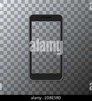 Vector modernes Smartphone mit leerem Bildschirm auf transparentem Hintergrund. Stock Vektor