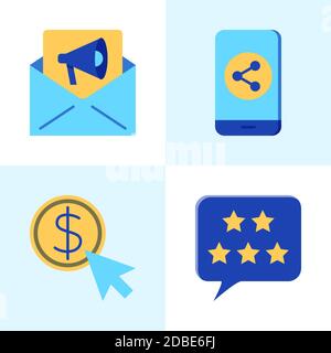 SEO und Marketing Icon Set in flachem Stil Stock Vektor