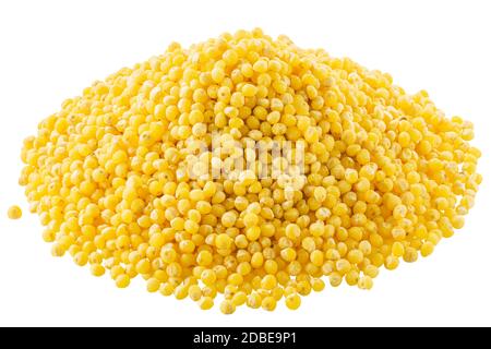 Stapel von polierten Prosohirse (Panicum miliaceum Samen), isoliert Stockfoto