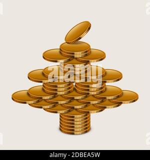 Vektor modernes Konzept Goldgeld und Weihnachtsbaum. Stock Vektor