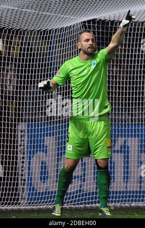 Liberec, Tschechische Republik. Oktober 2013. Gambrinus League, 12 rnd, FC Slovan Liberec gegen AC Sparta Praha, 1:1, 28. Oktober 2013, Liberec, Tschechische Republik. Torwart Premysl Kovar von Slovan Liberec während des Fußballspieles zwischen Slovan Liberec und Sparta Praha. *** Lokale Bildunterschrift: Slavek Ruta/ZUMA Wire/Alamy Live News Stockfoto