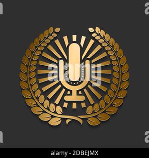 Vector modernes neues Gold Mikrofon Logo Stock Vektor