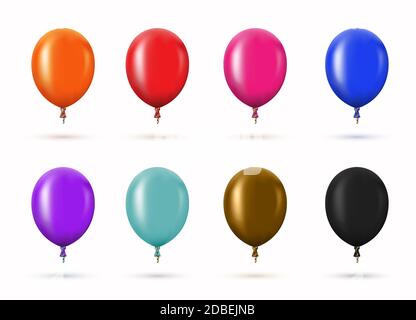 Vector moderne Hochglanz Helium Luftballons Set für Geburtstag Design Stock Vektor