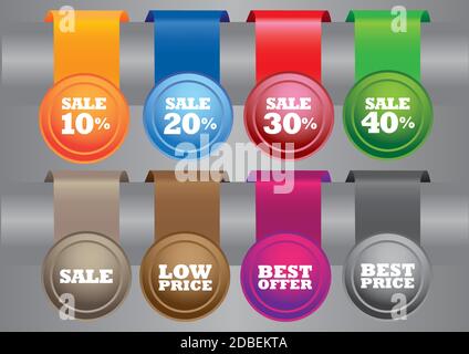 Eine Reihe von Vektoretiketten mit Geschäftsaussagen. Stock Vektor