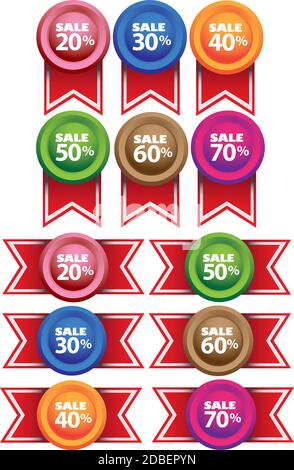Werbeaktionen Etiketten mit Nachrichten. Vektorgrafik. Stock Vektor