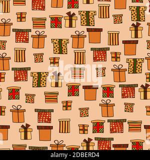 Abstrakt Doodle weihnachten präsentiert nahtlose Muster Stockfoto