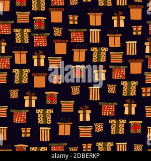 Abstrakt Doodle weihnachten präsentiert nahtlose Muster Stockfoto