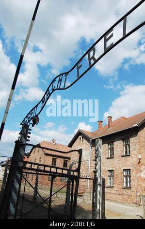 Eingangstor zum Konzentrationslager Auschwitz Stockfoto